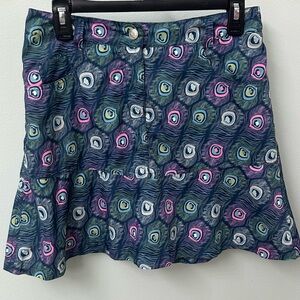 DAILY SPORTS Golf Skort Skirt Womens Size 4 Blue Peacock Feather Athletic Travel